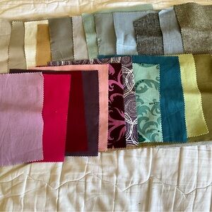 27 Swatches Linen Cotton Pieces 8”x7” Multi Colors Quilting Crafting